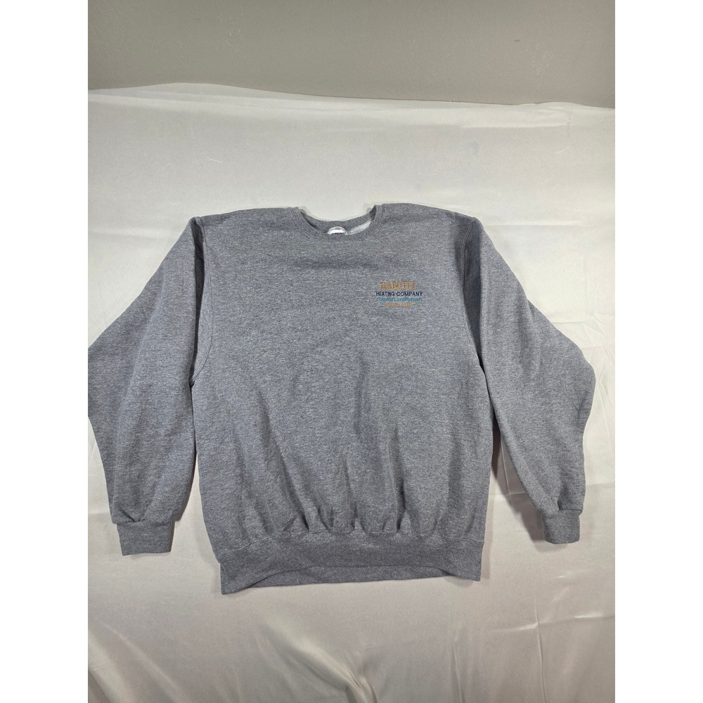 Jerzees NuBlend Mens Gray Hantel Heating Company Embroidered Sweatshirt Large